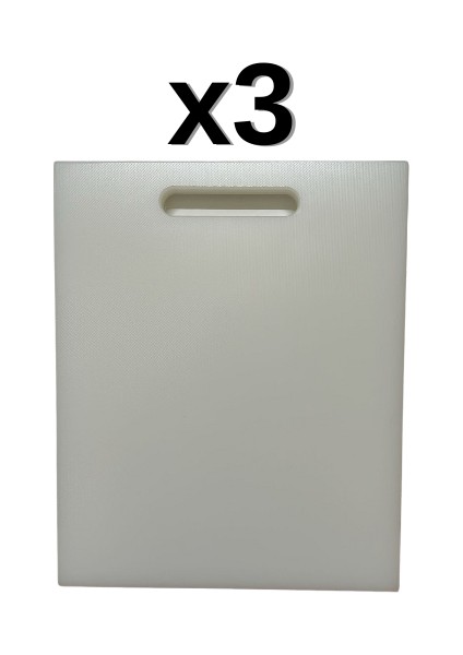 3'lü Türkay 32.5X26.5X1 cm Saplı Polietilen Kesme Tahtası Kesim Levhası 1138