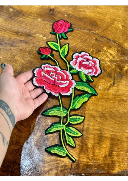 Ütü Ile Yapışan Çiçek Demeti Arma Dikiş Giyim Aplike 36X18 cm