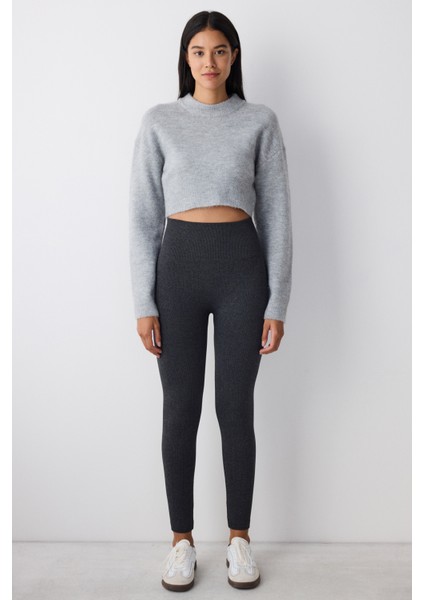 Seamless Dikişsiz Kadın Tayt Koyu Gri Orta Kalınlıkta Modern Tasarım modelleri