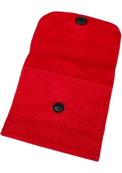 Kadife (Süet) Zarf Kese Kırmızı 25 Adet 7x7 cm Boy Takı, Altın Kesesi (Çıtçıtlı)