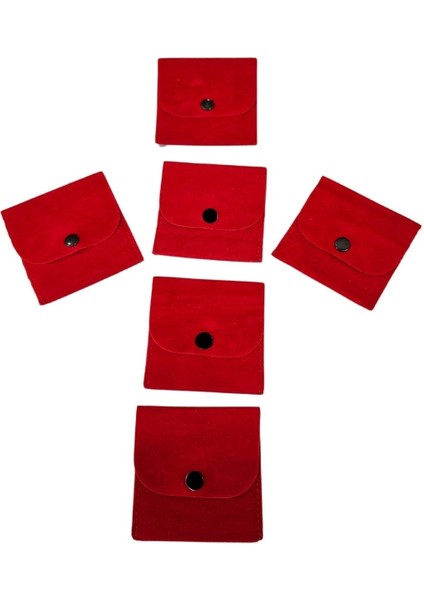 Kadife (Süet) Zarf Kese Kırmızı 25 Adet 7x7 cm Boy Takı, Altın Kesesi (Çıtçıtlı) fiyatları