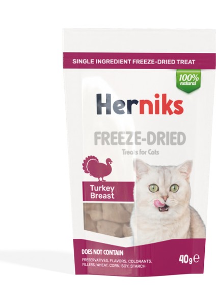 Freeze Dried Hindi Göğüs Etli Kedi Ödül Maması 40 gr