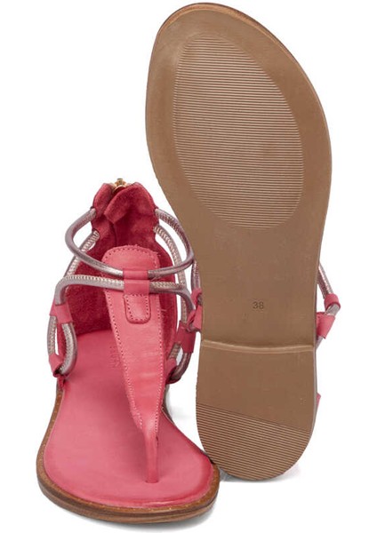 Pembe Hakiki Deri Kadın Sandalet - K24Y1SN67415-S1T fırsatları