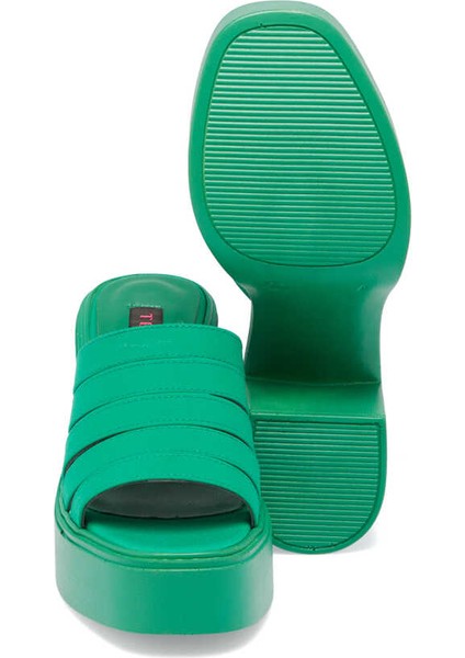 Yeşil Vegan Tekstil Kadın Terlik - K24Y1TR67423-T3R fırsatları
