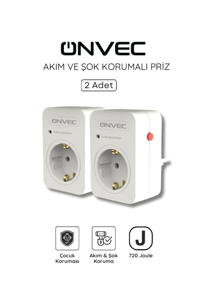 Basic Akım ve Şok Korumalı Priz 720 Joule 2 Adet