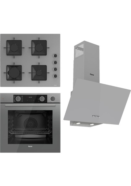Steamart Ss Serisi Gri Set (SS208 + XE64CPR +D088 ) - Kare Emaye Izgara