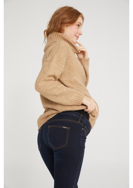 Slim Fit Likralı Hamile Jean Koyu Mavi Pantolon 1024 fırsatları