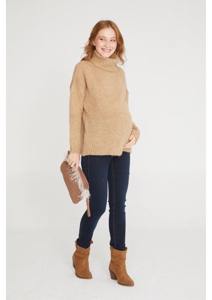 Slim Fit Likralı Hamile Jean Koyu Mavi Pantolon 1024 indirimleri