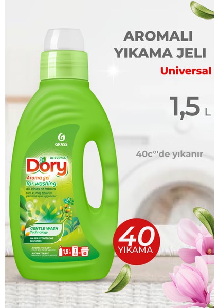 Dory Universal Sıvı Çamaşır Deterjanı 1500ml (40 Yıkama) Beyaz ve Renkli Kumaşlar İçin