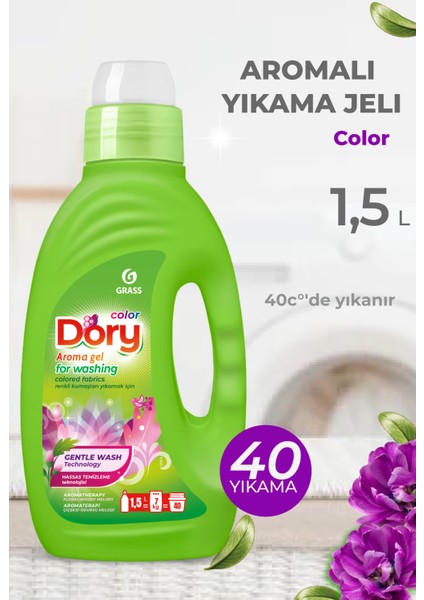 Dory Color Sıvı Çamaşır Deterjanı 1500ML (40 Yıkama) Renkli Kumaşlar İçin