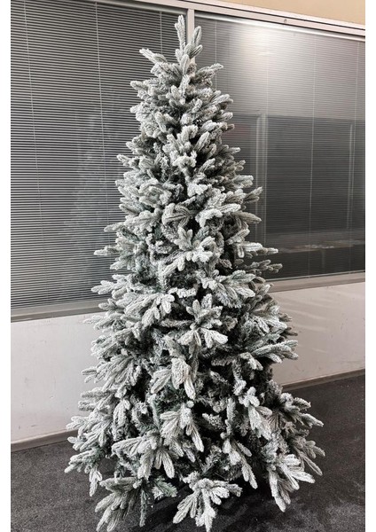 Yılbaşı Çam Ağacı Kendinden Karlı Lüks Yoğun Dallı 220 Cm 1100 Dal