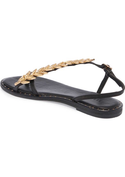 Siyah Hakiki Deri Kadın Sandalet - K24Y1SN67406-A23