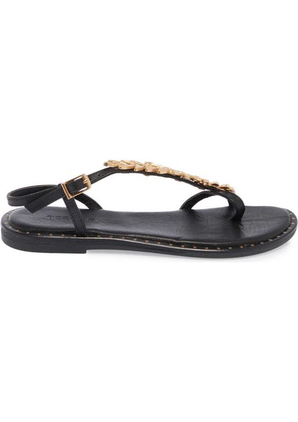 Siyah Hakiki Deri Kadın Sandalet - K24Y1SN67406-A23