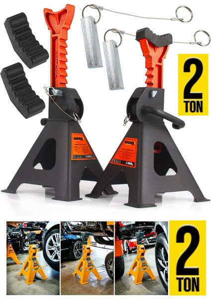 Premium Kalite Kaymaz Özel Plastik Korumalı 2 Ton Kriko Standı Araç Altı Sehpa (2 Adet)