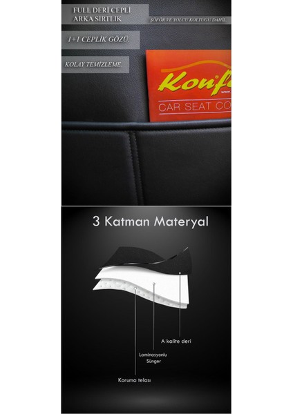 Oto Koltuk Kılıfı Pum Serisi Ön Ve Arka Set Siyah Kırmızı
