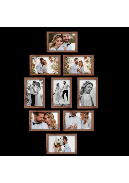 9 Adet 10X15 Çerçeve - Mdf A6 Çerçeve - Çoklu Fotoğraf Çerçeve