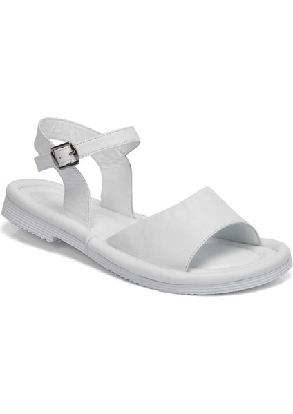Beyaz Deri Kadın Sandalet - K24Y1SN67413-A26 Beyaz