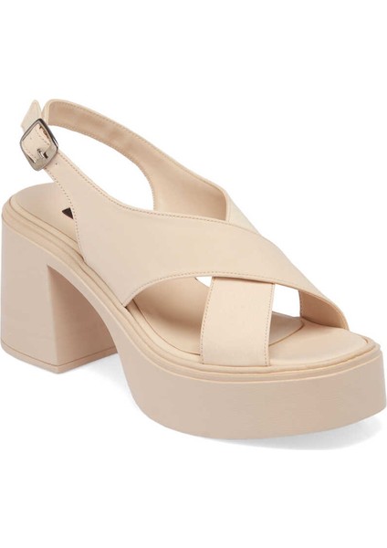 Kahve Vegan-Tekstil Kadın Sandalet - K24Y1Sn67404-T3Q Kahve