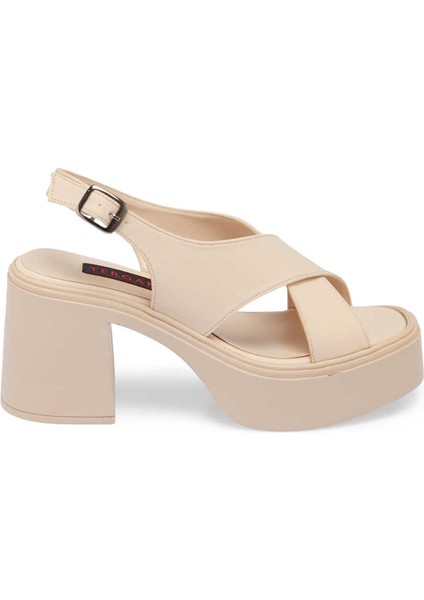 Kahve Vegan-Tekstil Kadın Sandalet - K24Y1Sn67404-T3Q Kahve