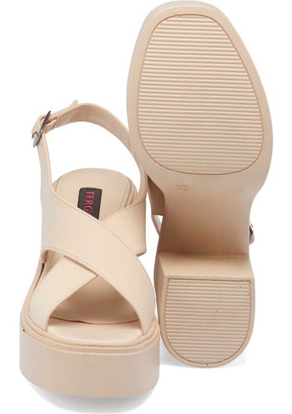 Kahve Vegan-Tekstil Kadın Sandalet - K24Y1Sn67404-T3Q Kahve