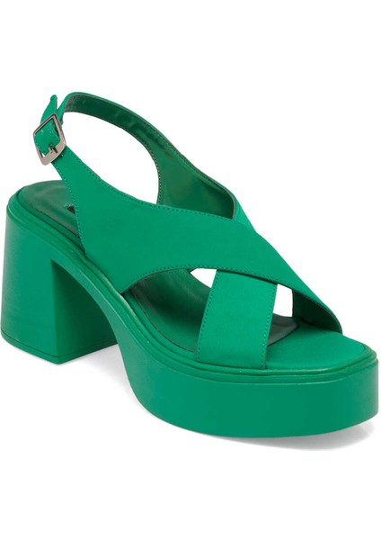 Yeşil Vegan Tekstil Kadın Sandalet - K24Y1SN67404-T3R