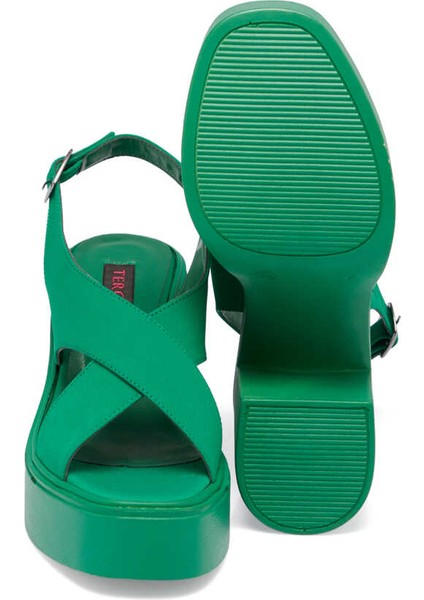 Yeşil Vegan Tekstil Kadın Sandalet - K24Y1SN67404-T3R fırsatları