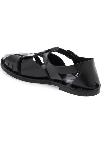 Siyah Deri Kadın Sandalet - K24Y1SN67405-A23 Siyah