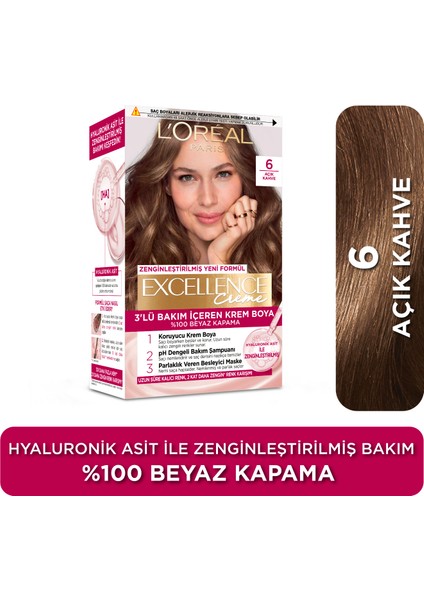 L'Oréal Paris Excellence Creme Saç Boyası - 6 Açık Kahve