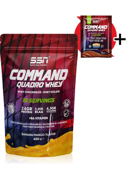 Ssn Command Quadro Whey Protein Tozu 450 Gr Muz-Mango
