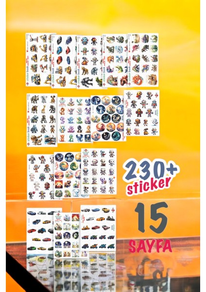 230 Dinozor Araçlar Robot Sticker Book Etiket Kitabı Sticker Defteri A5 Boyut Etiket Seti