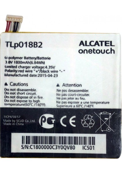 Teknonet Alcatel One Touch Uyumlu Alcatel TLP01882 1800 Mah Batarya