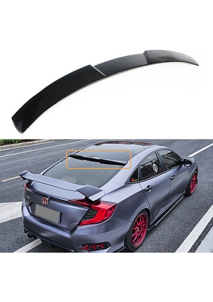 Honda Civic Fc5 Rs Cam Üstü Spoiler Parlak Siyah Spoyler Plastik Ithal 2016+