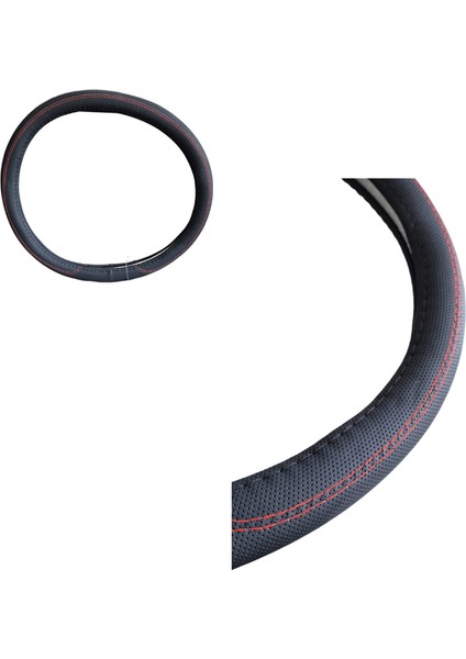 Direksiyon Kılıfı 38 cm Siyah-Kırmızı / DIKI420