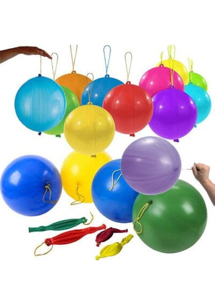 Punch Balon Lastikli Renkli Baskılı Balon - 10 Adet