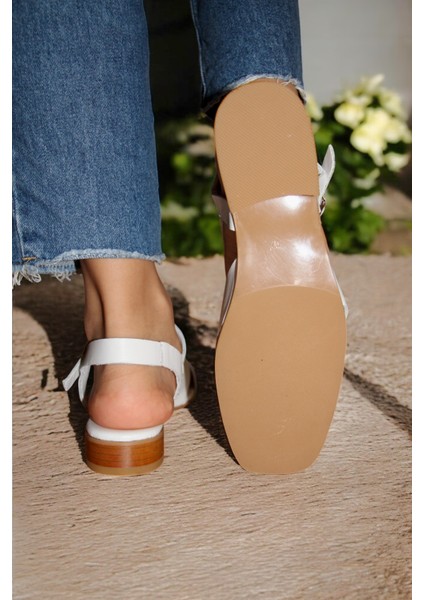 Kadın Beyaz Deri Sandalet Çapraz Fisherman K.346-01 fırsatları
