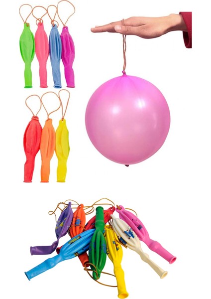 Punch Balon Lastikli Renkli Baskılı Balon - 5 Adet