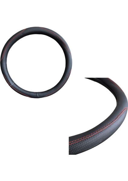 Direksiyon Kılıfı 38 cm Siyah-Kırmızı / DIKI403