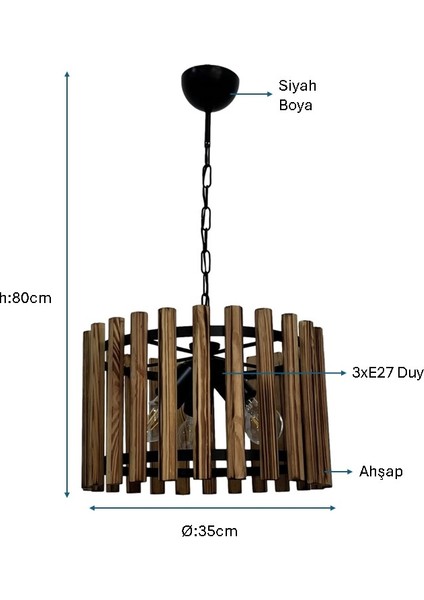 Siyah Boyalı Avize PLC-1224-AV-3-BSY