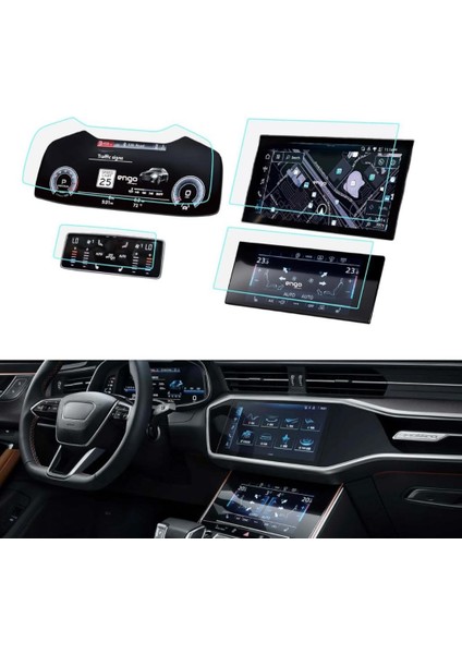 Audi Q7 Ekran Koruyucu Set Multimedya Kumanda Gösterge Klima