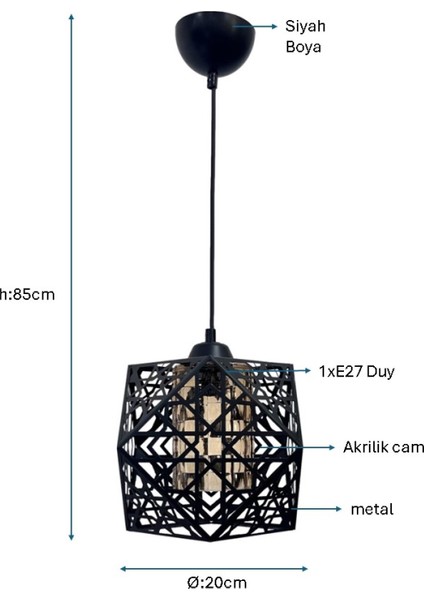 Siyah Boyalı Avize PLC-1227-AV-BSY