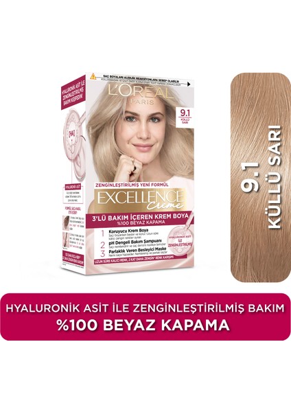 Excellence Creme Saç Boyası - 9.1 Sarı Küllü