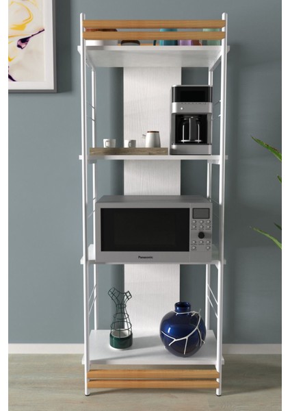Rafito Metal & Ahşap Bohem 4 Raflı Mdf Çok Amaçlı Mutfak Rafı - 30*160 cm
