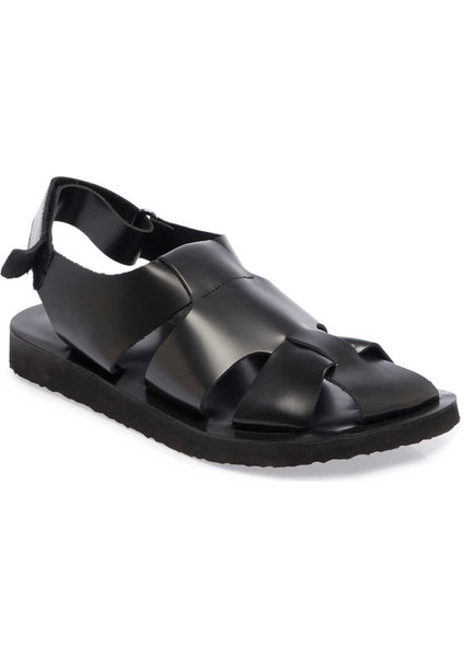 Siyah Hakiki Deri Erkek Sandalet - E24Y1SN56793-A23