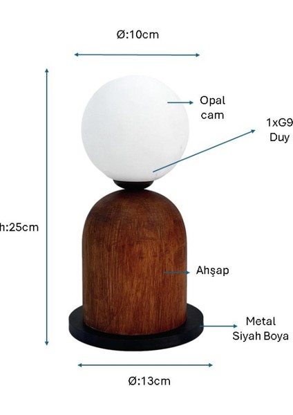 PulchinoSiyah Boyalı Modern Masa Lambası PLC-1230-M2-BSY