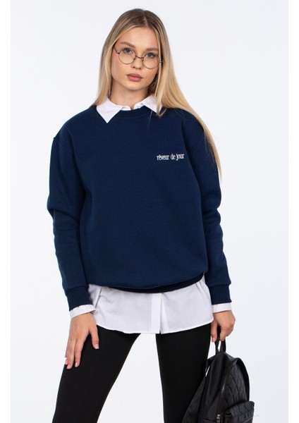 Reveur De Jour Nakışlı Sweatshirt - Lacivert