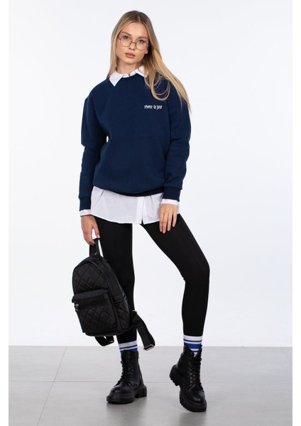 Reveur De Jour Nakışlı Sweatshirt - Lacivert