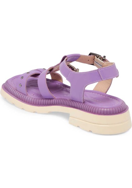 Lila Hakiki Deri Kadın Sandalet - K24Y1SN67156-S1T fiyatları
