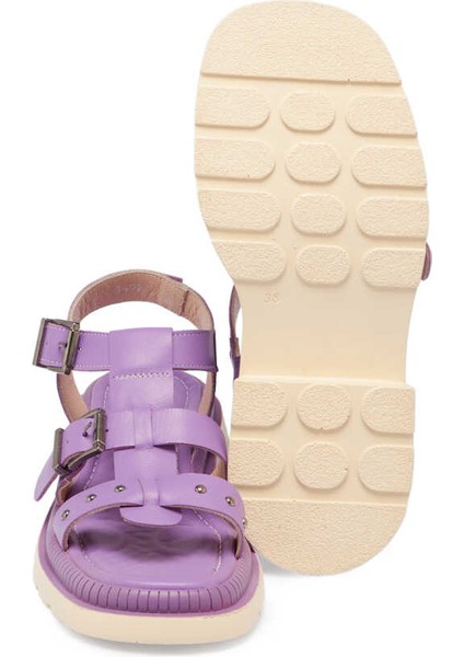 Lila Hakiki Deri Kadın Sandalet - K24Y1SN67156-S1T fırsatları