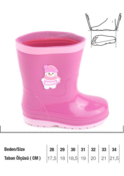 Kız Çocuk Kışlık Içinde Çıkarılabilir Ek Çoraplı Su Geçirmez Yağmur Bot Çizme fiyatları