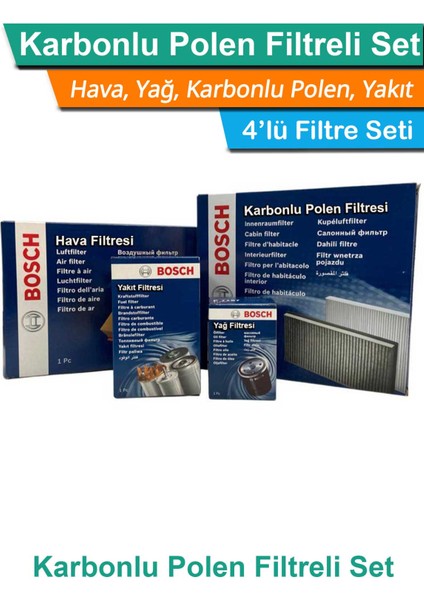 Bmw 1 Serisi F20 1.16D Bosch Filtre Bakım Seti 2015-2019 Hava+Yağ+Yakıt+Karbonlu Polen